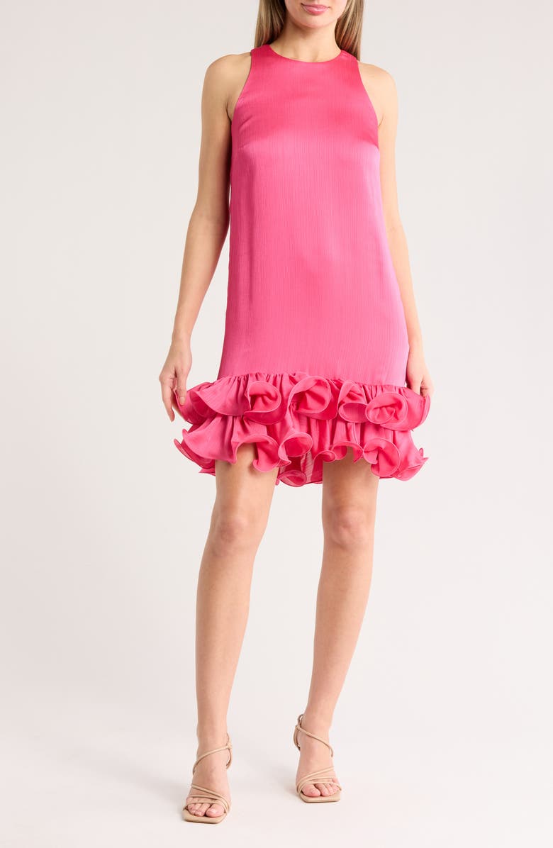 Trina Turk Feather Sleeveless Ruffle Hem Minidress, Main, color,