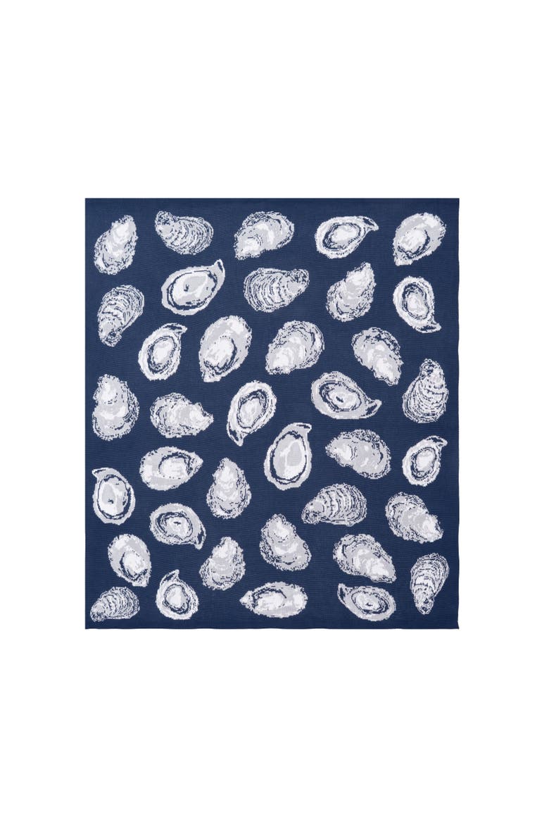 Oyster Pattern Knit Throw Blanket, Alternate, color, Blue