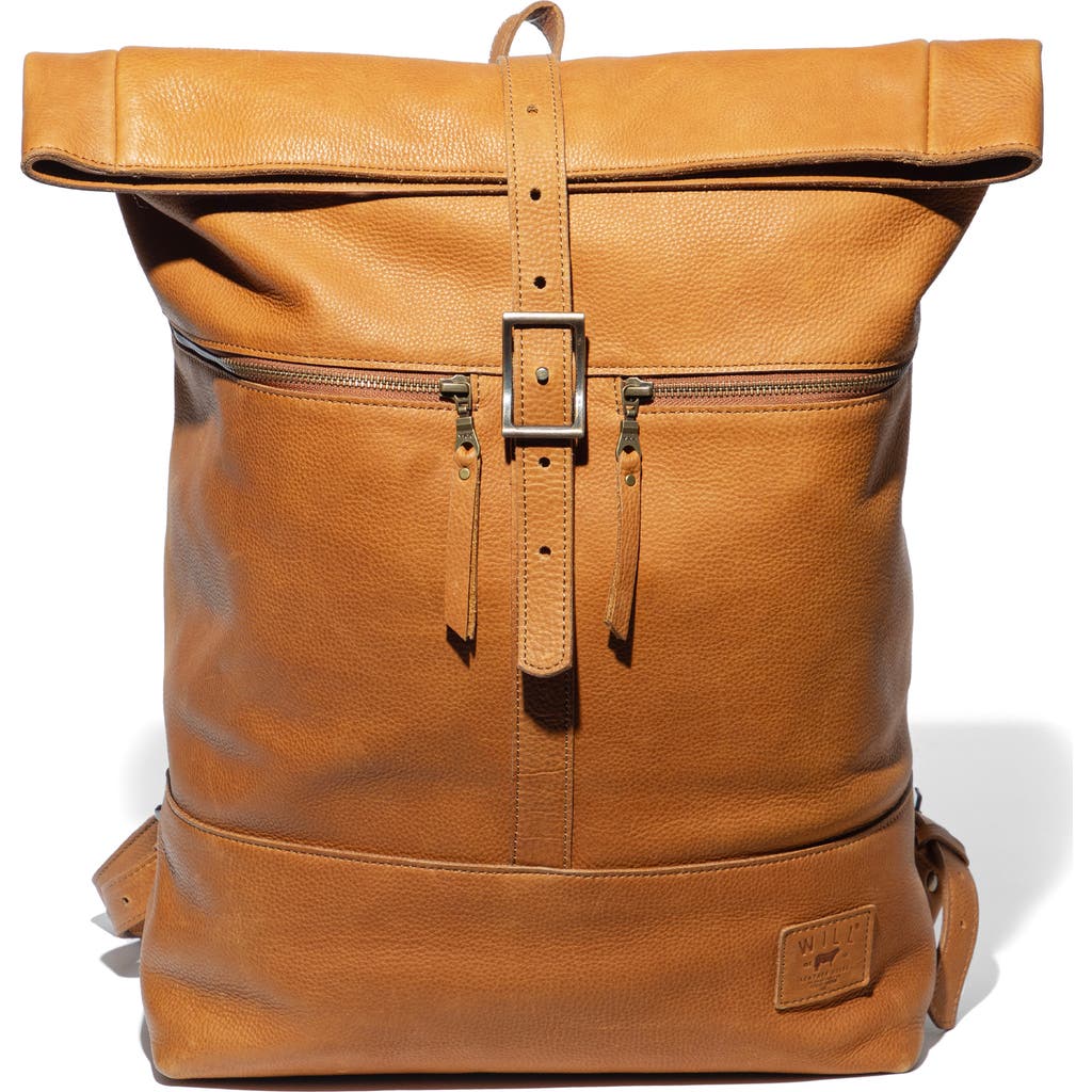 Will Leather Goods Roll Top Backpack In Brown