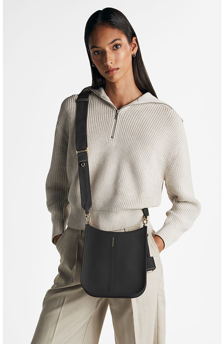 MAISON de SABRÉ Leather Saddle Bag, Alternate, color, Black Caviar