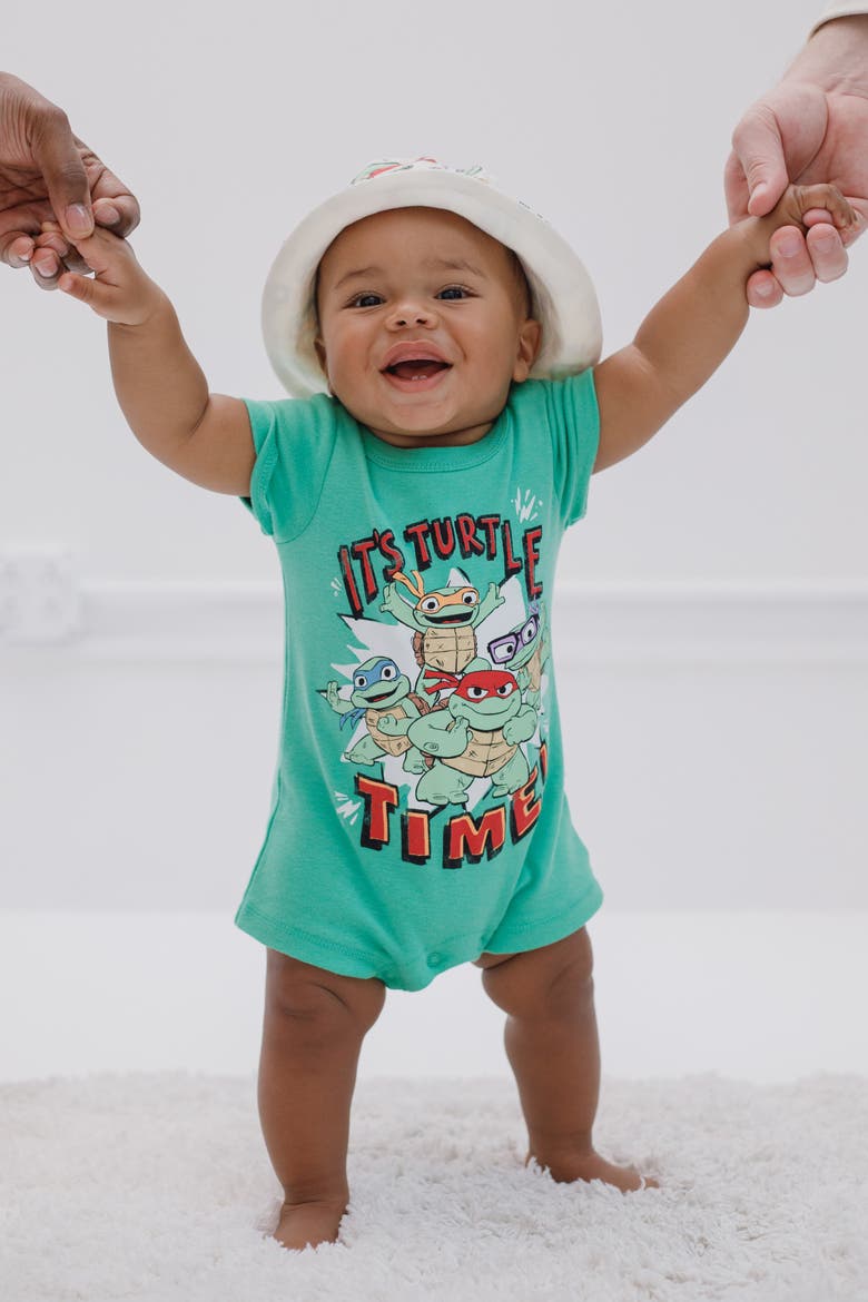 2-Piece Romper and Sunhat Set, Alternate, color, TMNT Green