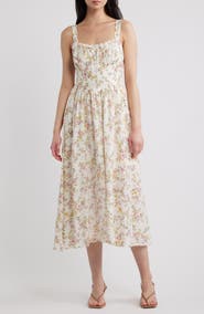 Blu Pepper Lace Detail Floral Midi Dress
