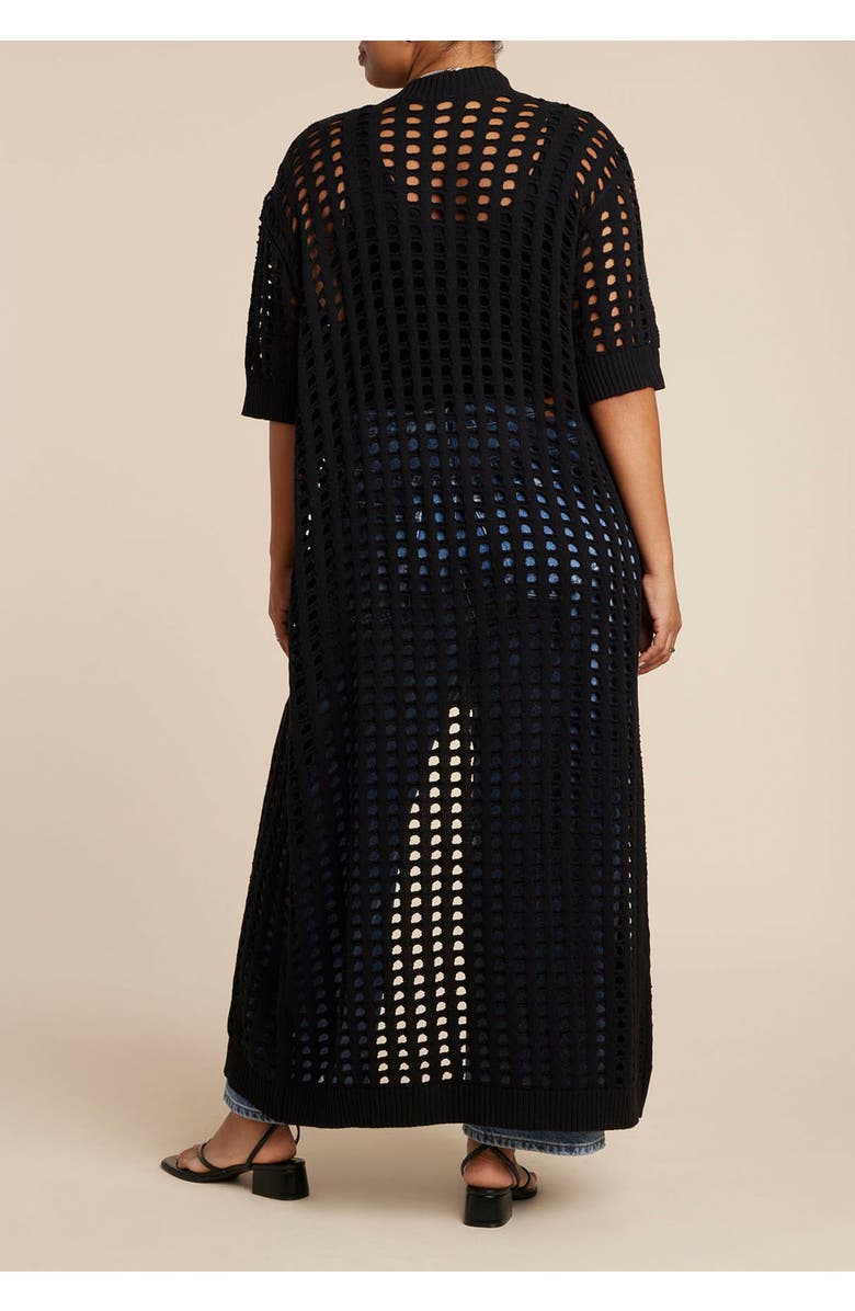 ELOQUII Open Stitch Cardigan Duster, Alternate, color, Black Onyx