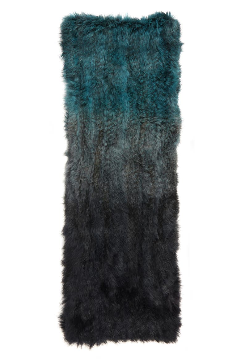 Genuine Rabbit Fur Infinity Scarf, Alternate, color, ATLANTIC DEEP OMBRE