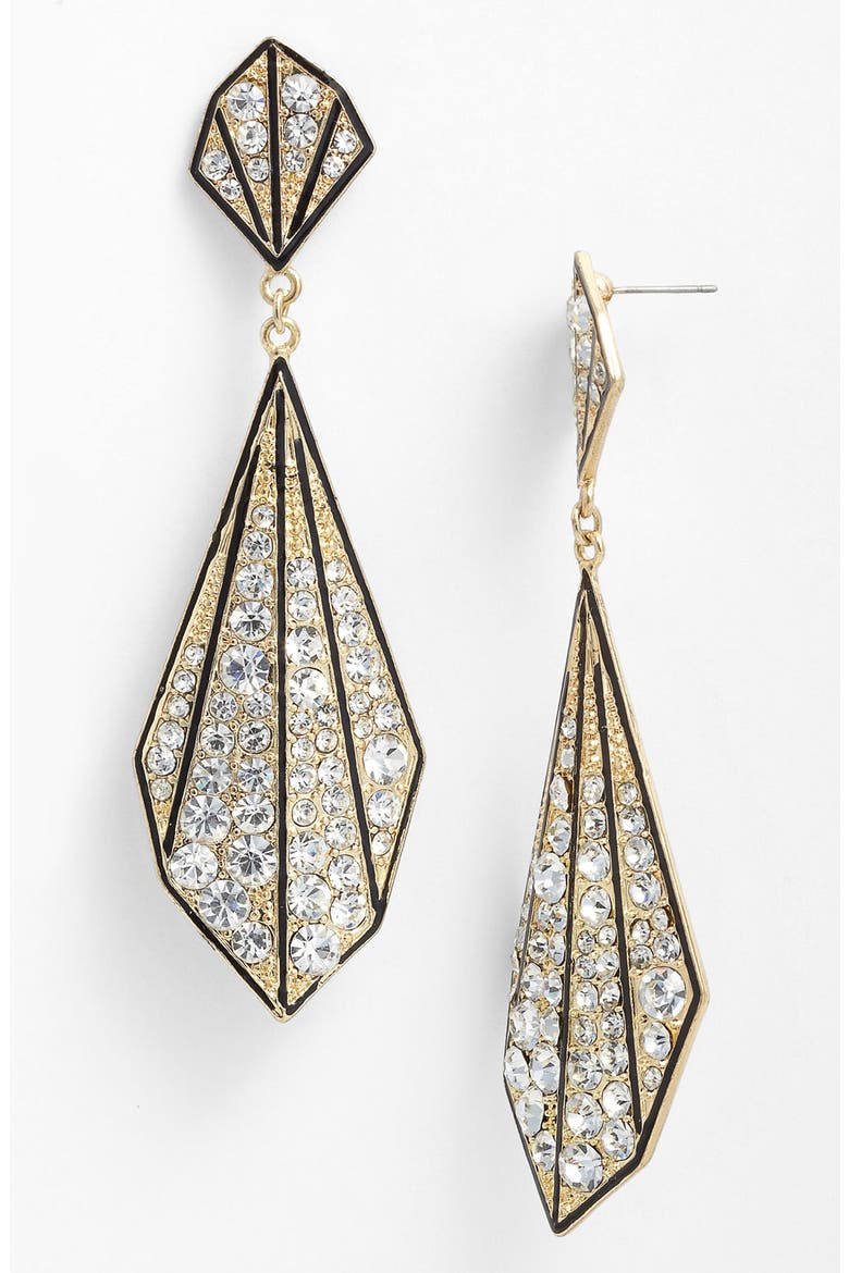 'Primo' Earrings, Main, color, GOLD WITH CLEAR CRYSTAL