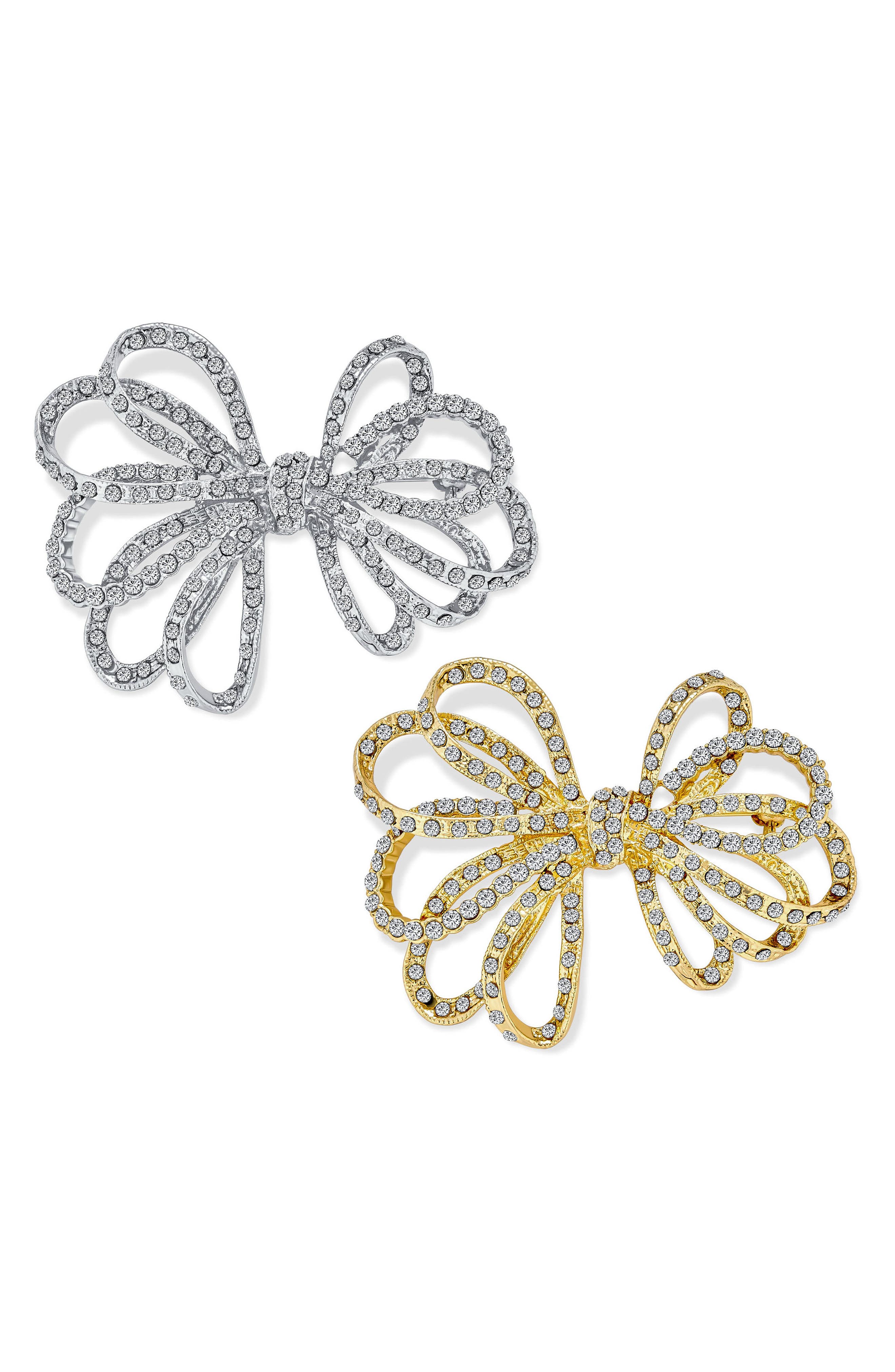 BLING JEWELRY Set of 2 Large Holiday Bow Brooches