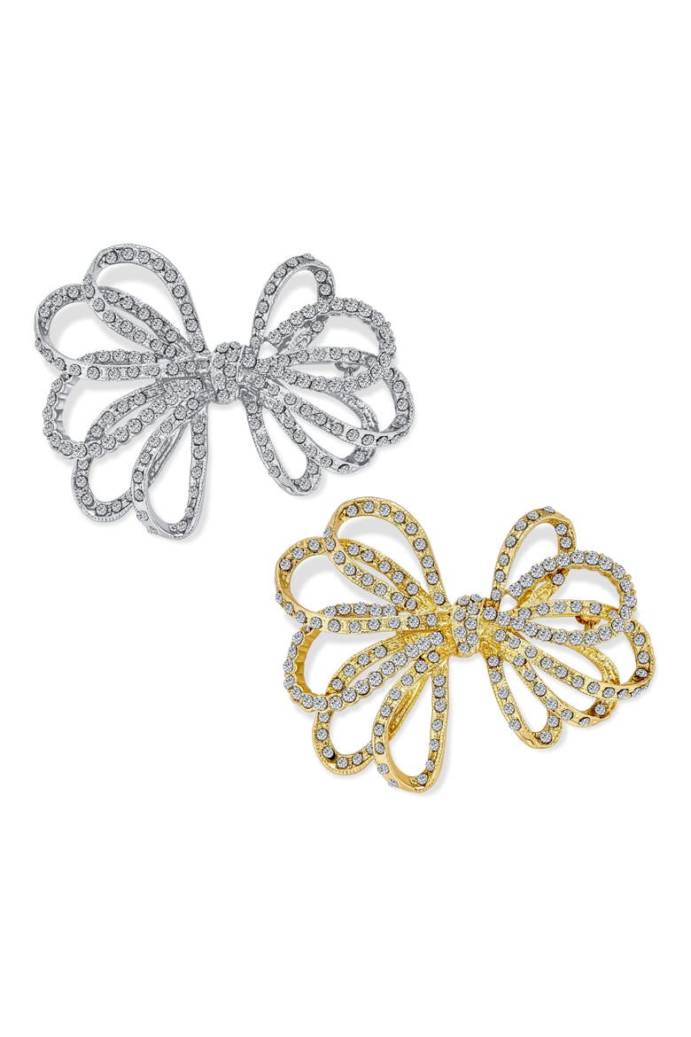 Set of 2 Large Bow Brooches, Main, color, GOLD