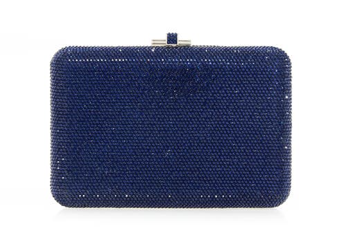 Judith Leiber Couture Slim Slide Clutch In Silver Dark Indigo