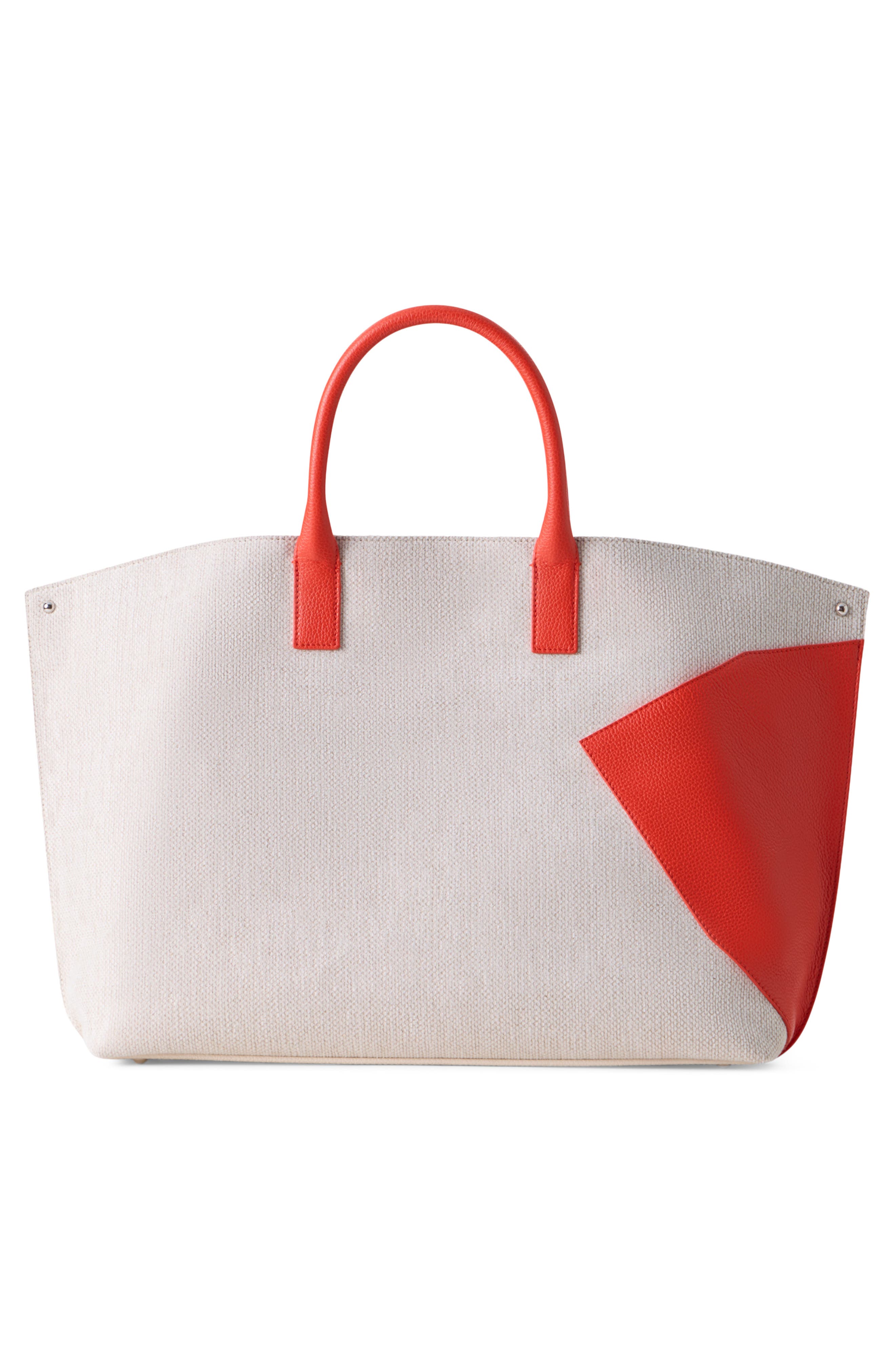 Akris Medium AI Canvas & Leather Convertible Shoulder Tote, Alternate, color, Orange/Ivory