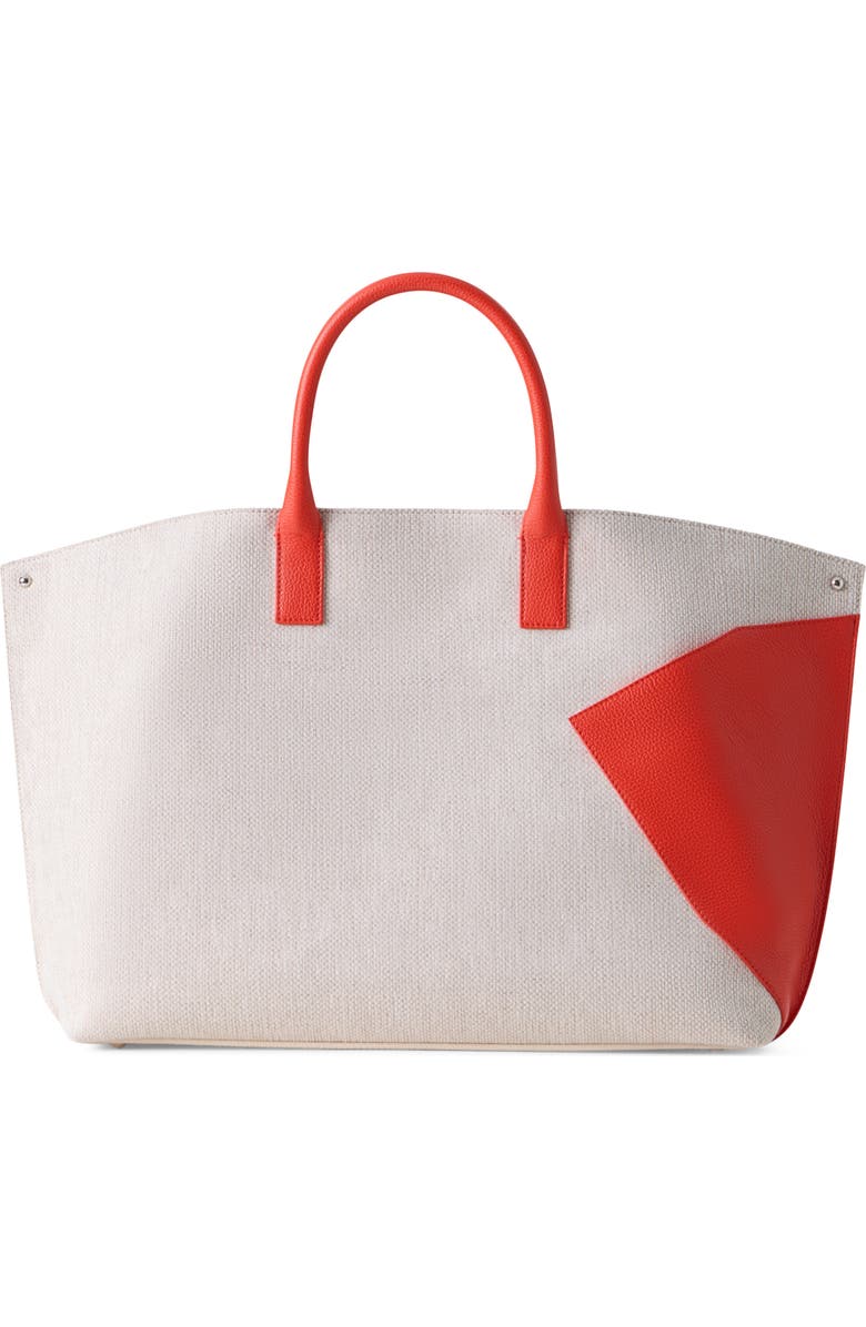 Akris Medium AI Canvas & Leather Convertible Shoulder Tote, Alternate, color, Orange/Ivory