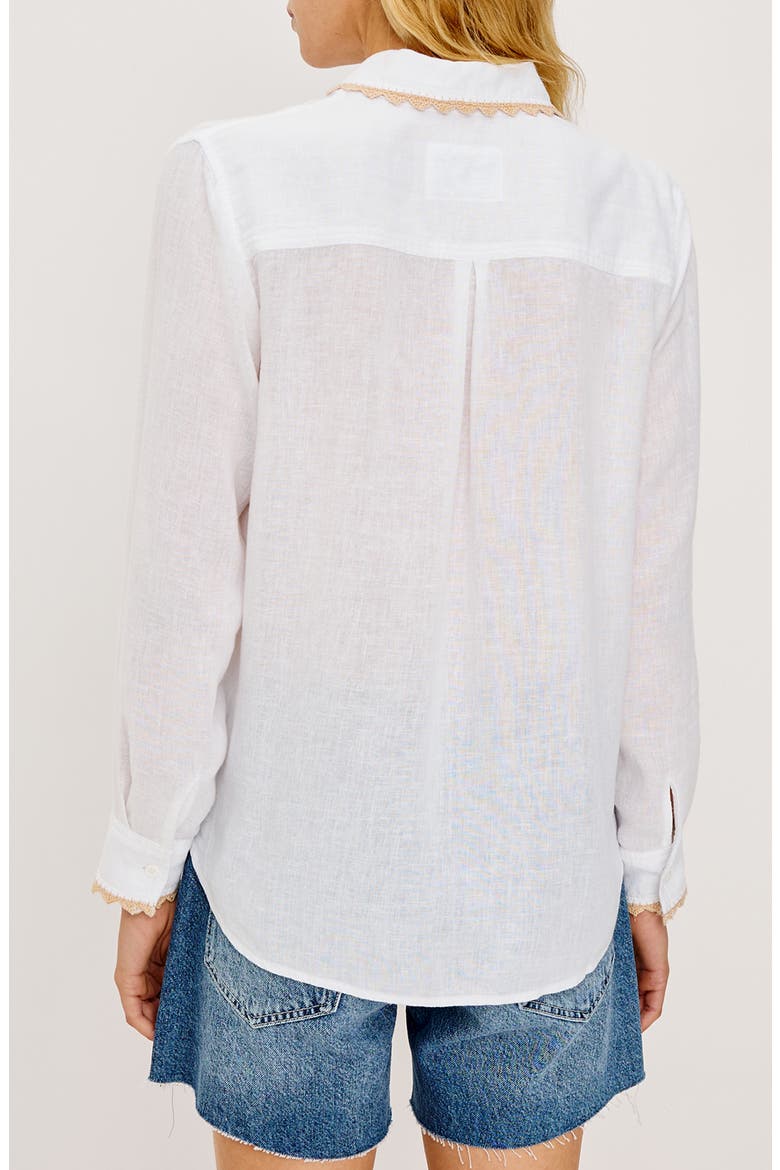 Saya Crochet Trim Button-Up Shirt, Alternate, color, WHITE