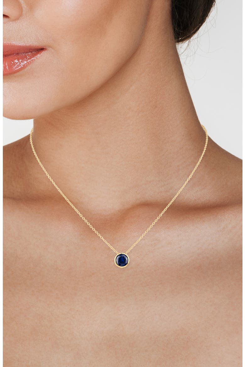 Bezel Cubic Zirconia Pendant Necklace, Alternate, color, SAPPHIRE/ GOLD