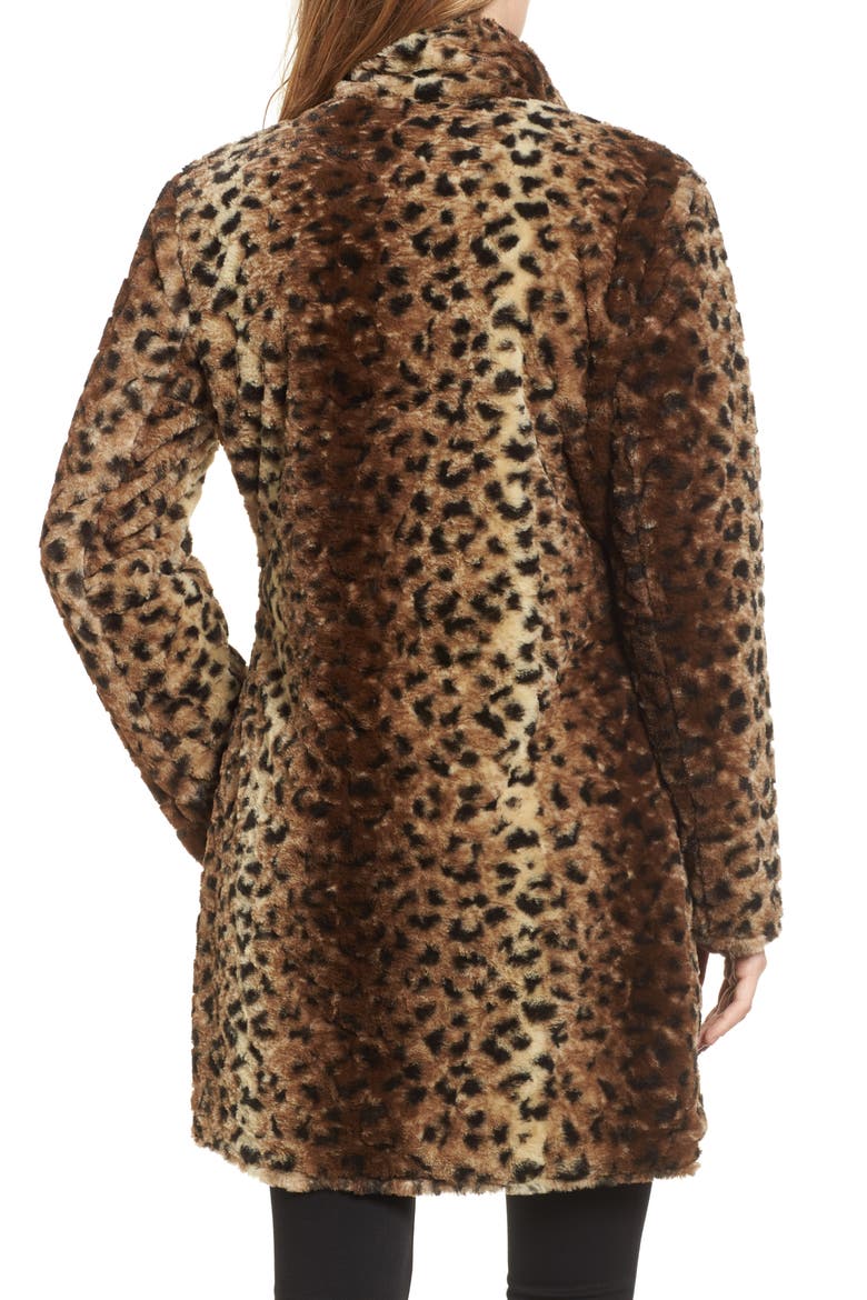 Reversible Faux Marled Fur Coat, Alternate, color, CHEETAH