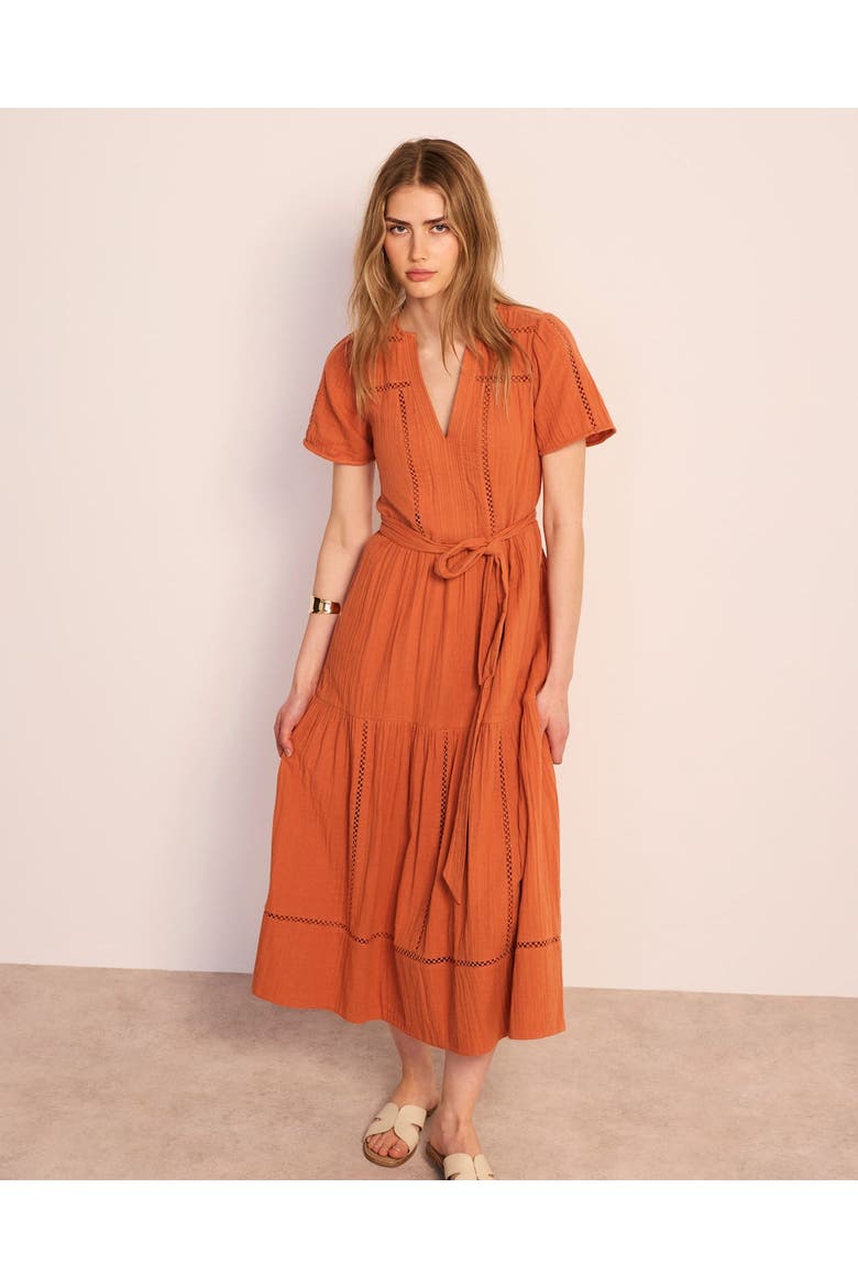 Cotton Cheesecloth Maxi Dress, Alternate, color, Orange