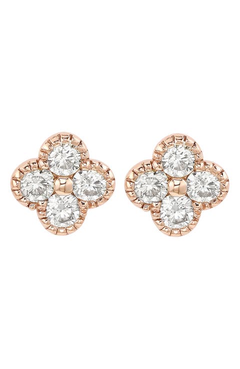 14K Rose Gold Diamond Stud Earrings - 0.04ct