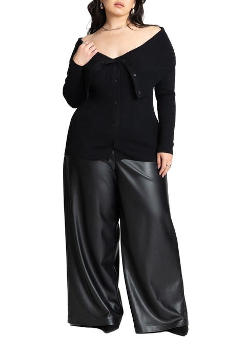 Wide Leg Faux Leather Pant (Plus)