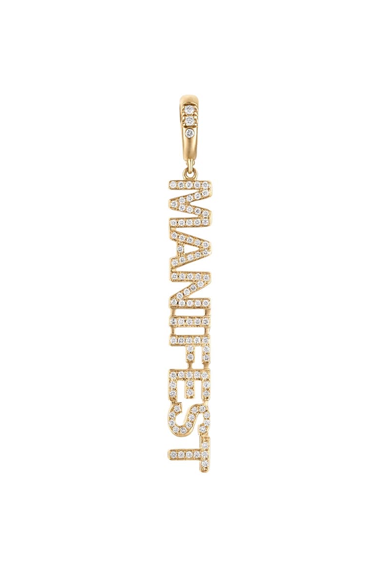 Manifest Gold Diamond Mantra Pendant, Main, color, YELLOW GOLD, DIAMOND