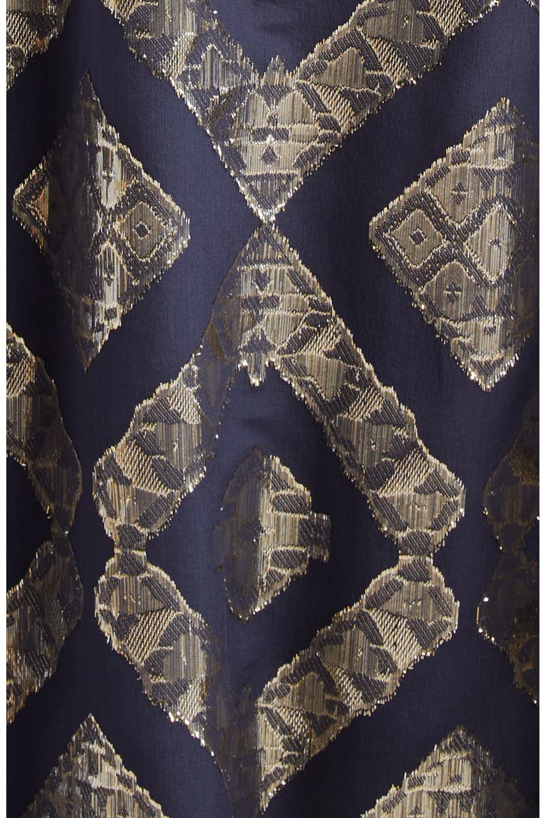 Irene Metallic Cutout Silk Blend Gown, Alternate, color, NAVY METALLIC JACQUARD