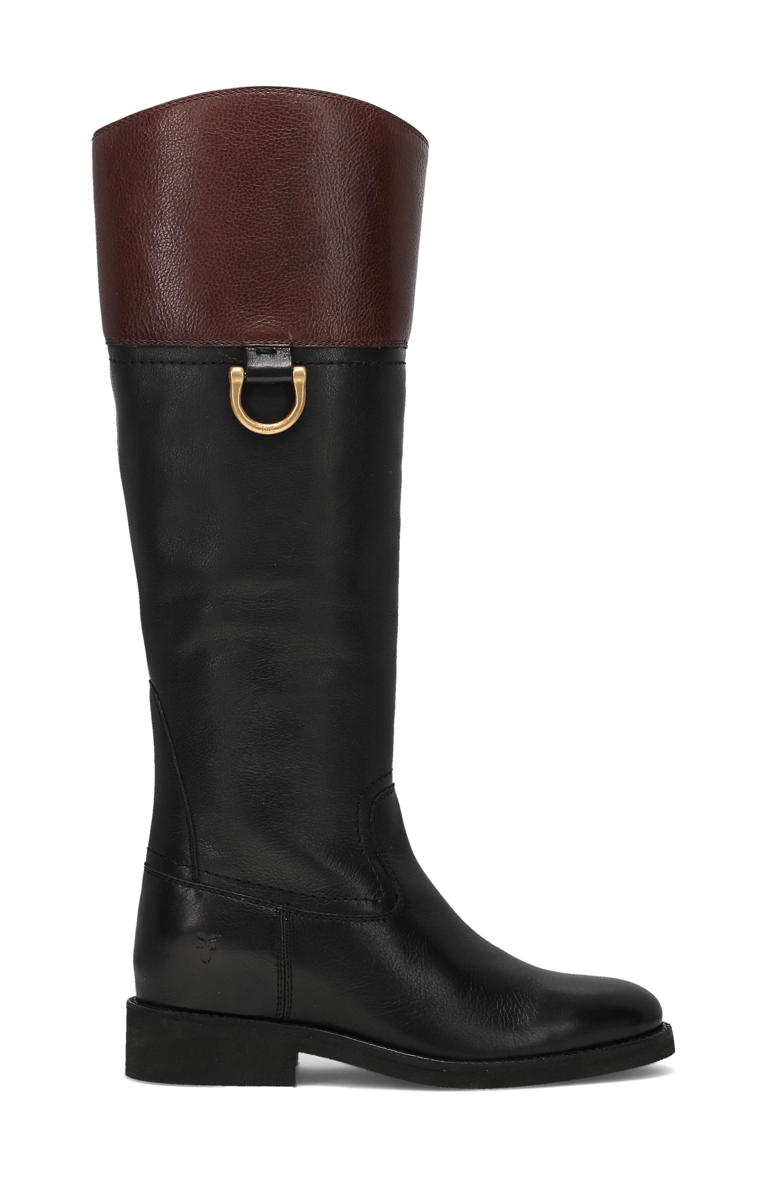 Quinn D Leather Knee High Boot, Alternate, color, BLACK/BROWN