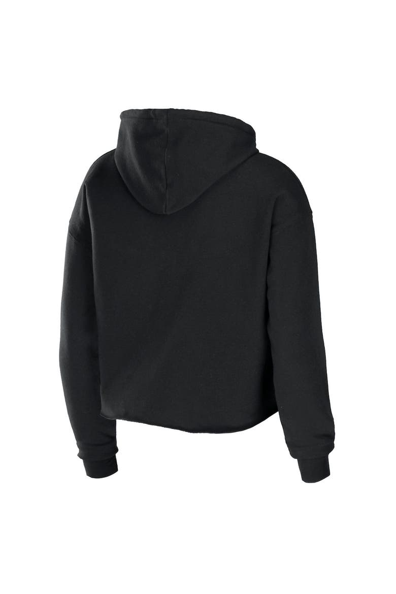 Women's WEAR by Erin Andrews Black New Orleans Saints Cropped Sponge Fleece Pullover Hoodie, Alternate, color, Black