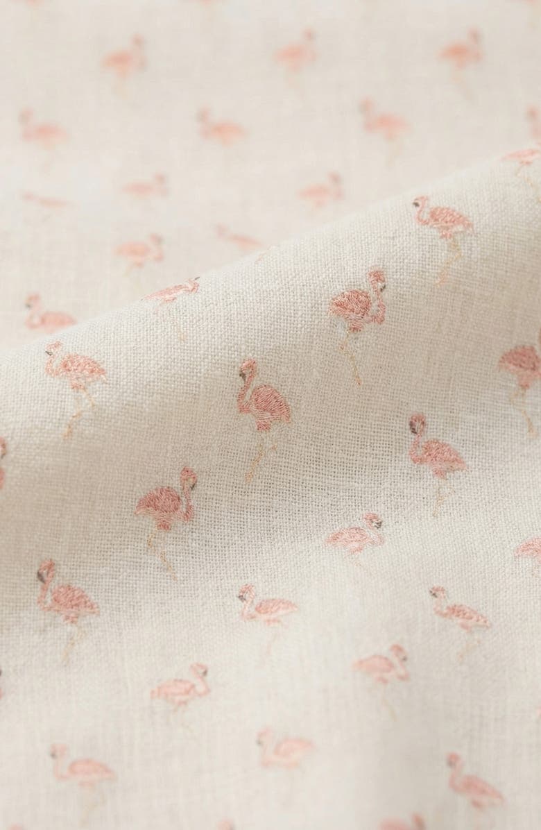 Report Collection Yarn Dye Flamingo Print Button-Up Shirt, Alternate, color, White