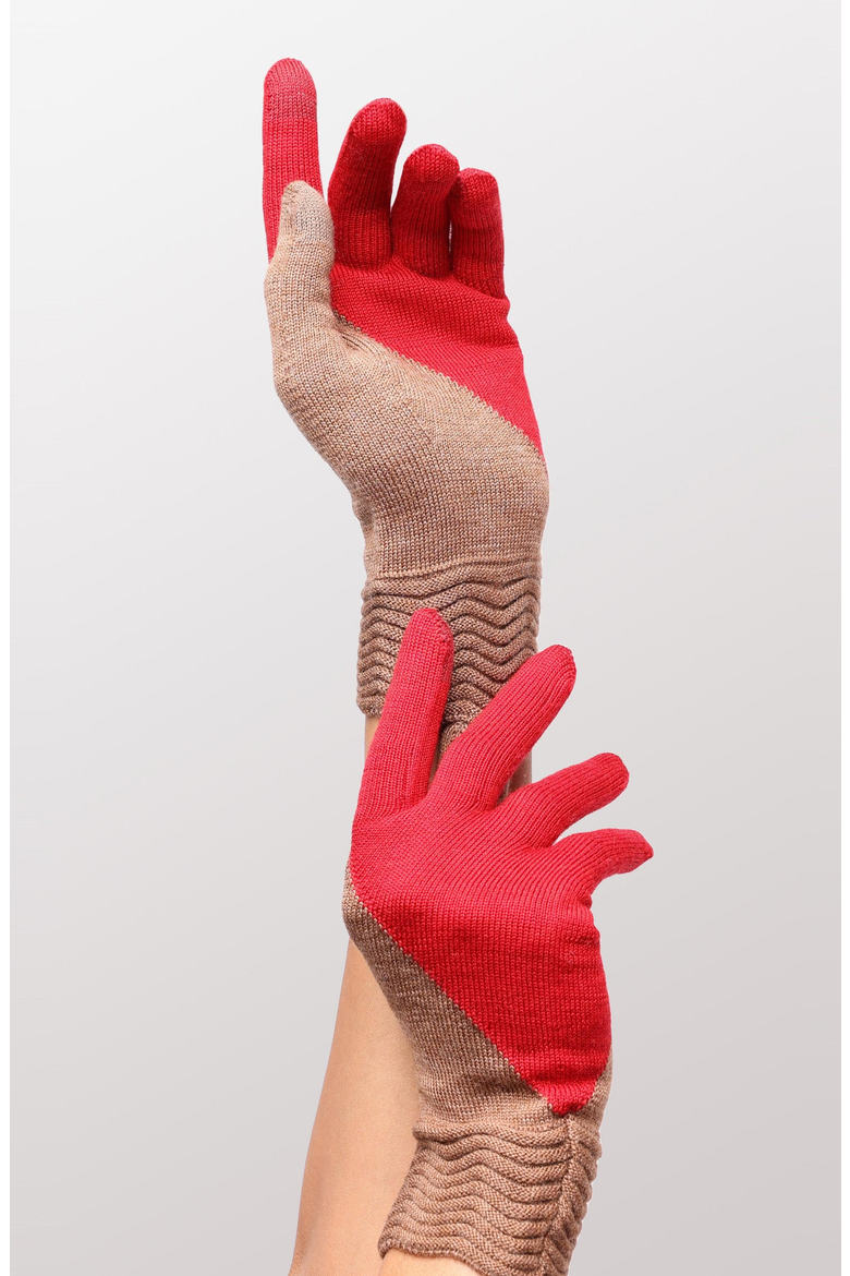 Tech Gallery Wool Gloves, Alternate, color, Heather Taupe/Heather Red