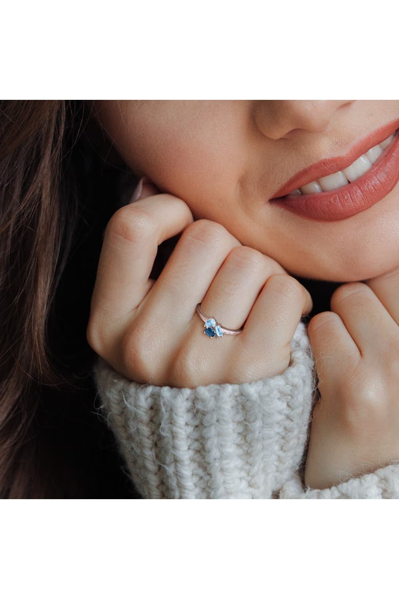 Blue Topaz 3-Stone Cluster Ring Sterling Silver, Alternate, color, Blue Topaz