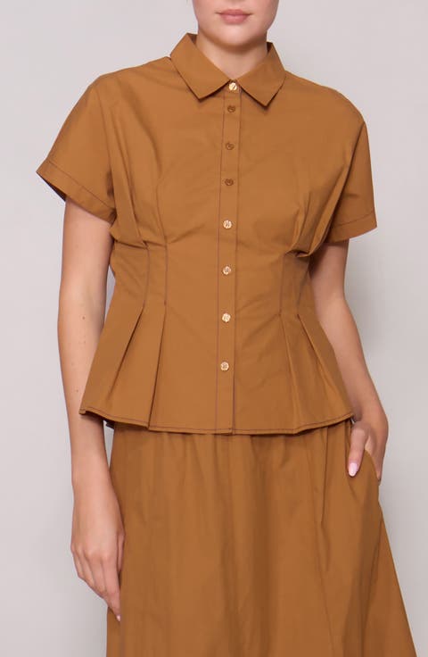 Godet Short Sleeve Button-Up Shirt