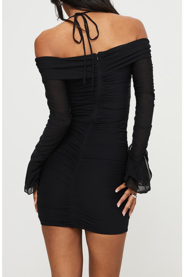 Taylon Off the Shoulder Long Sleeve Minidress, Alternate, color, BLACK