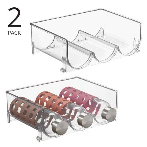 Mdesign Plastic Free-standing Stackable 3 Bottle Storage Rack, 2 Pack In Transparent