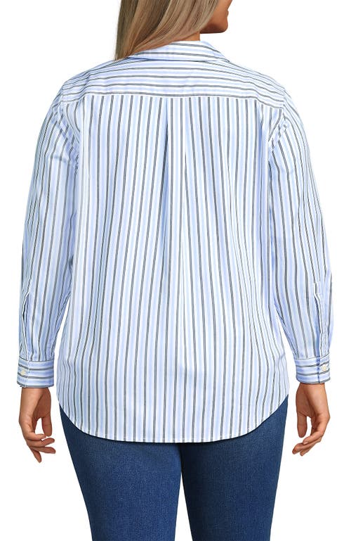Lands' End Cooling Button Front Shirt In Blue