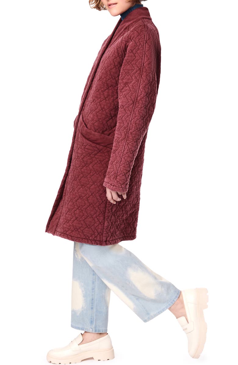 BERNIE Quilted French Terry Cardigan Coat, Alternate, color,