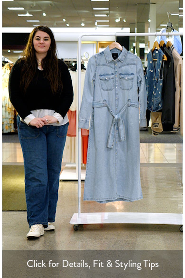 Tie Waist Long Sleeve Denim Maxi Dress video