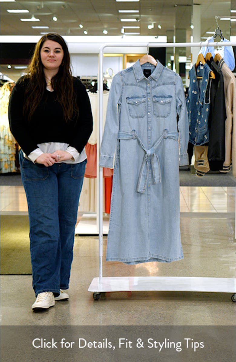 Tie Waist Long Sleeve Denim Maxi Dress, sales video thumbnail
