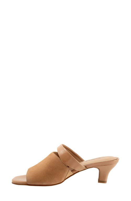 Trotters Ninette Kitten Heel Slide Sandal In Beige Suede