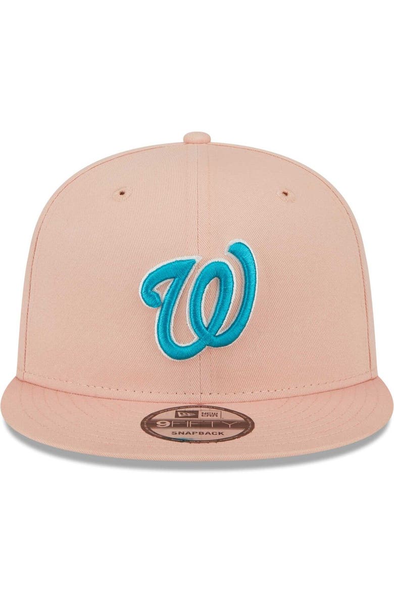 New Era Men's New Era Pink Washington Nationals  Sky Aqua Undervisor 9FIFTY Snapback Hat, Alternate, color, 