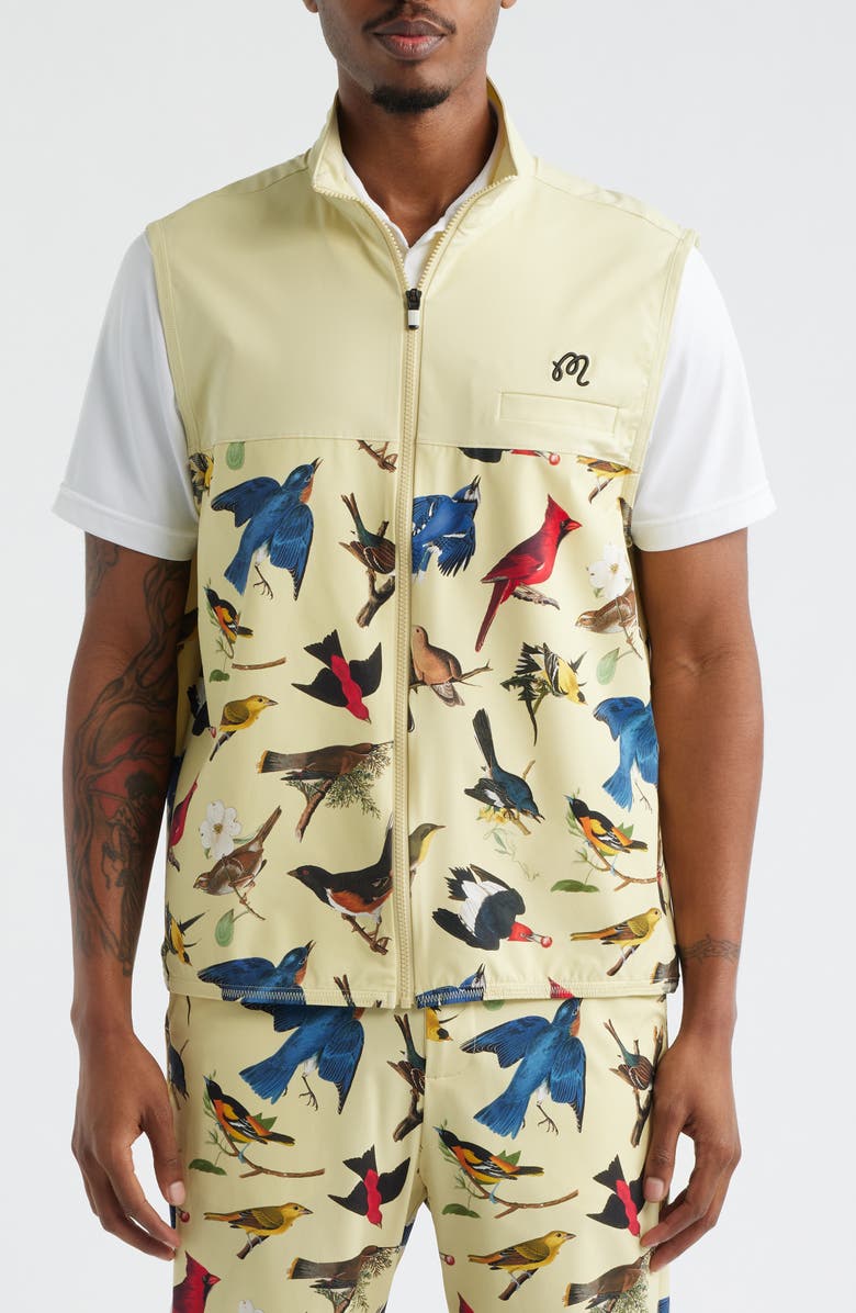 Malbon Golf Birds of Georgia Print Vest, Alternate, color, Bird Print