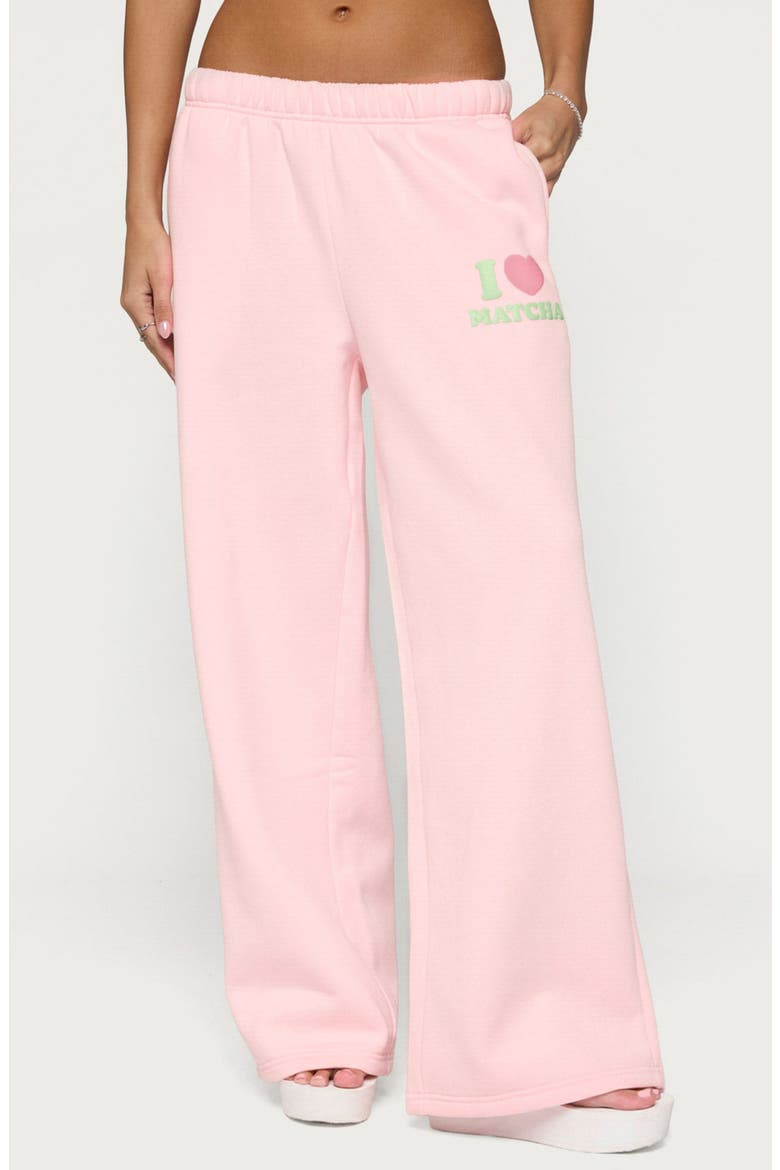 I Heart Matcha Wide Leg Sweatpants, Main, color, LIGHT-PINK