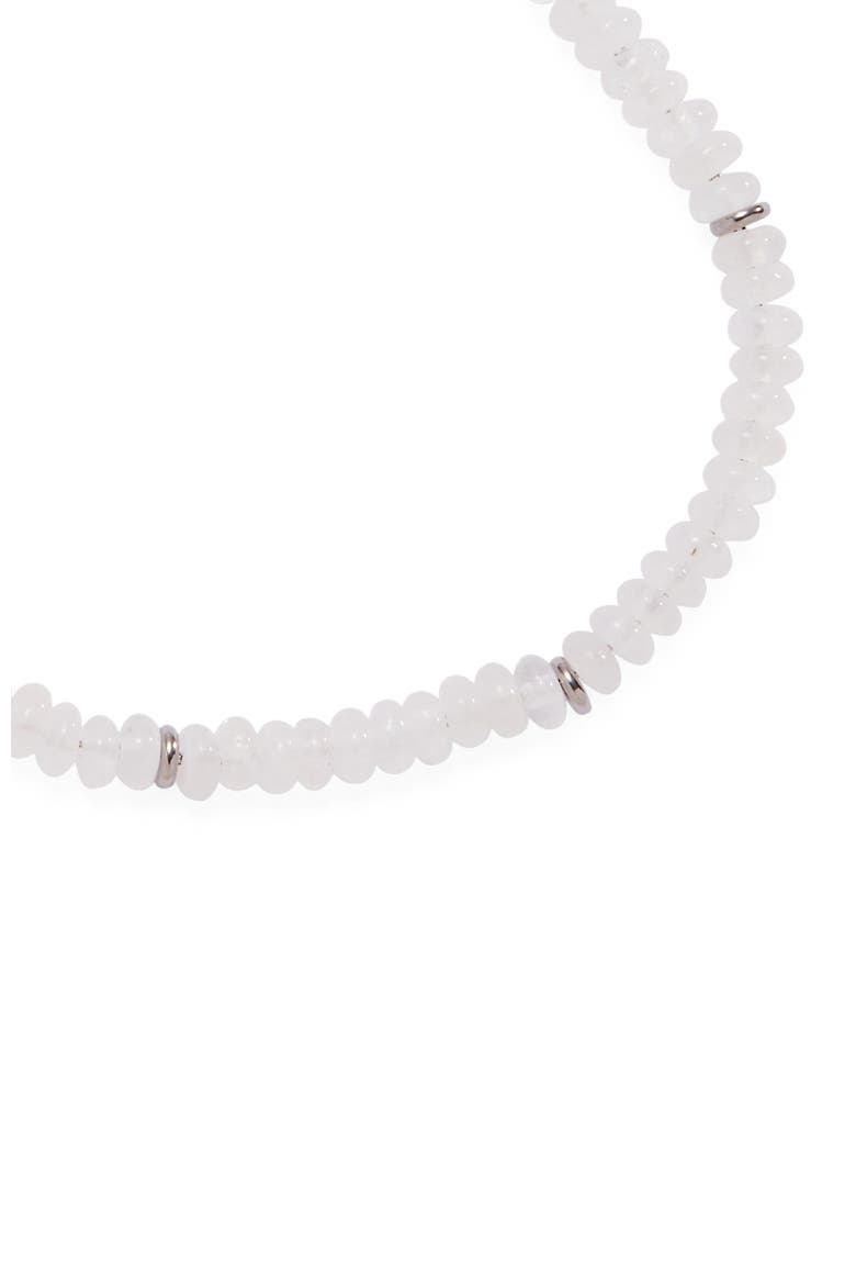 Clear Quartz Semi-Precious Beaded Anklet, Alternate, color, White/ Silver