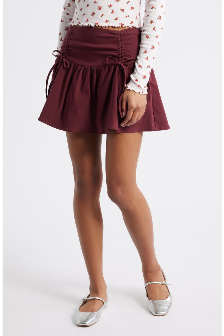 Cinched Miniskirt, Main, color, BURGUNDY TANNIN