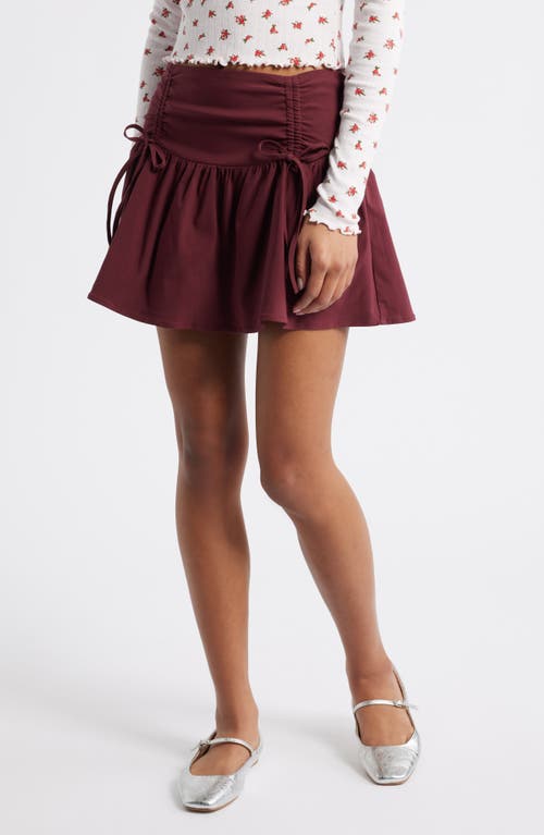 Bp. Cinched Bubble Miniskirt In Burgundy