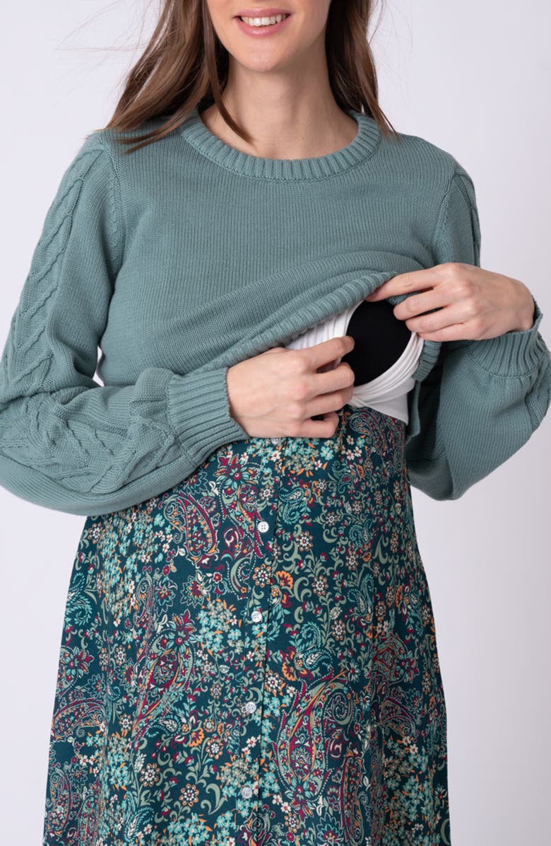 Seraphine Floral Paisley Dress & Sweater Maternity/Nursing Set, Alternate, color, 