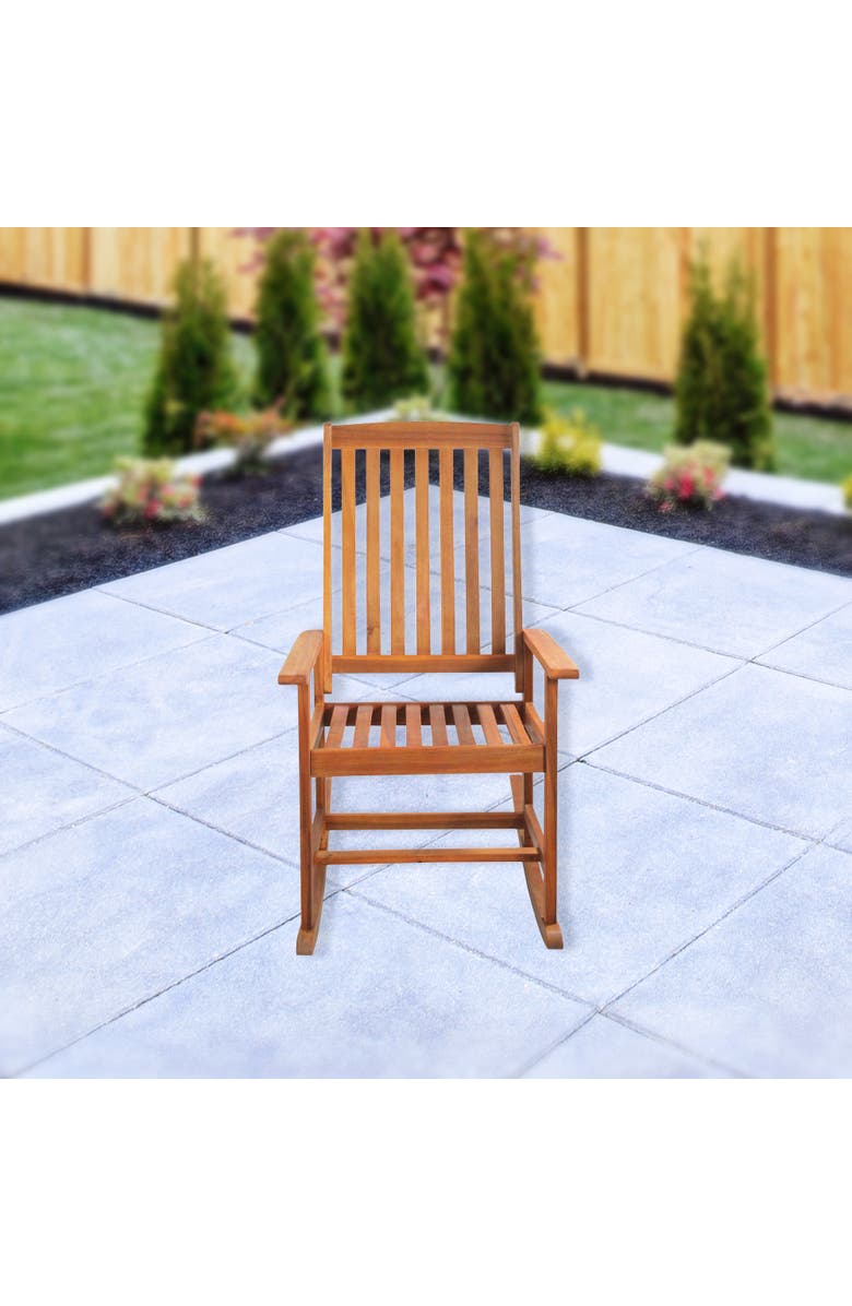 Northlight 43" Brown Solid Comfortable Outdoor Patio Rocking Chair, Alternate, color, Brown