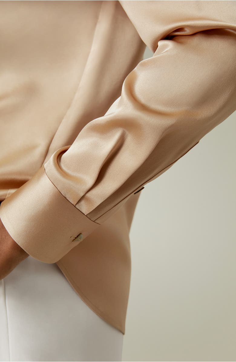 Lilysilk Spread Collar Silk Shirt, Alternate, color, Light Camel