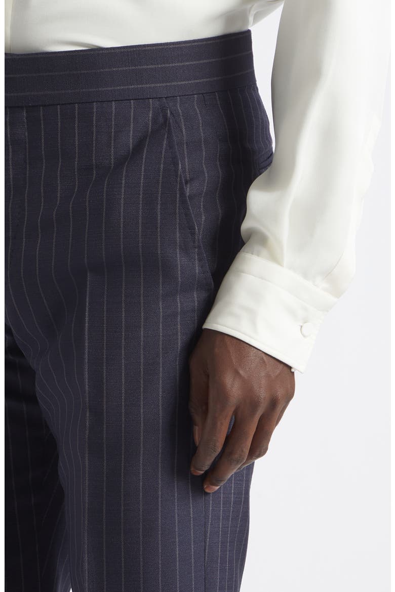 Chalk Stripe Silk Trousers, Alternate, color, UCC NAVY