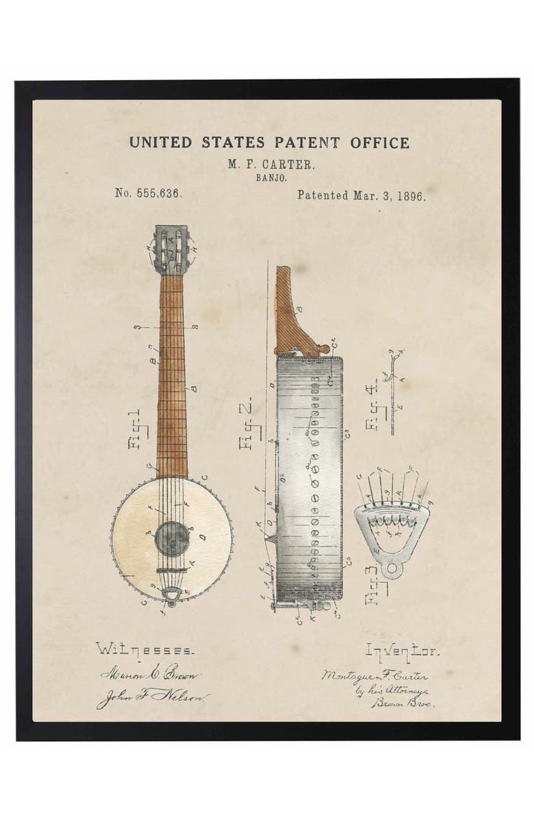 Antique Curiosities Banjo Template in Black Frame, Main, color, NO COLOR