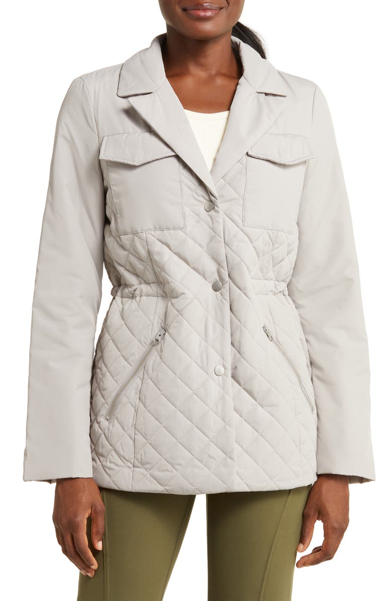 Zella Active Quilted Hooded Jacket, Alternate, color, Grey Pebble