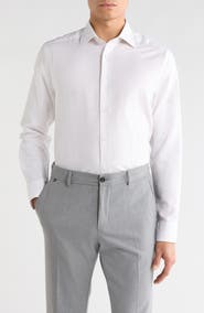 Jack Victor Danforth Stretch Cotton & Linen Blend Dress Shirt
