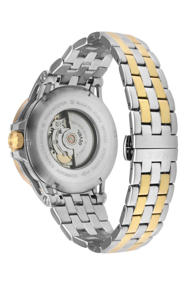 GEVRIL Wind Master Automatic Bracelet Watch, 44mm, Alternate, color, Two Toned Ipyg/ Silver