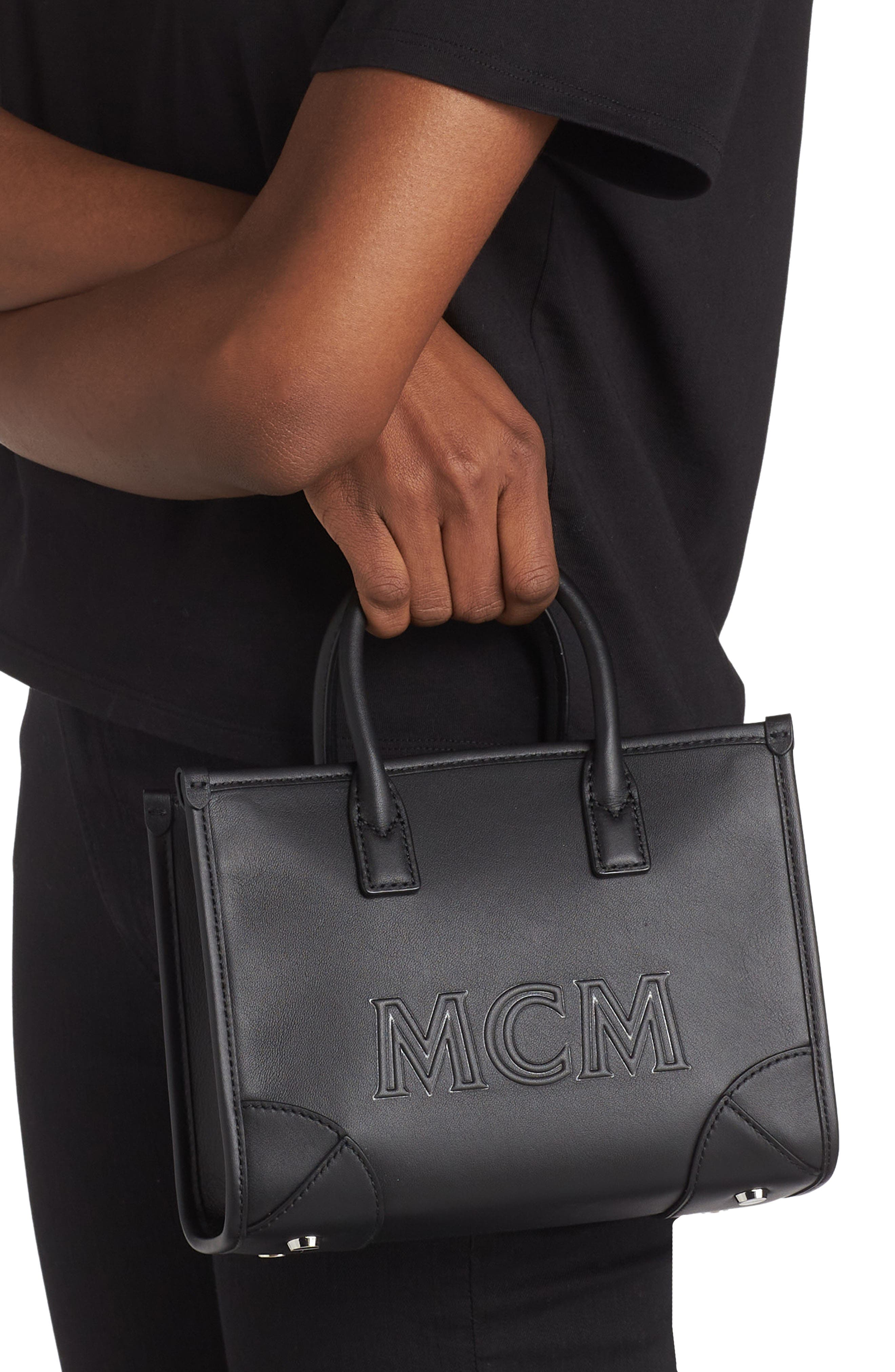 MCM Mini Leather Tote, Alternate, color, 